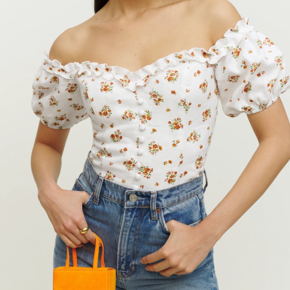 Reformation floral linen top NWT